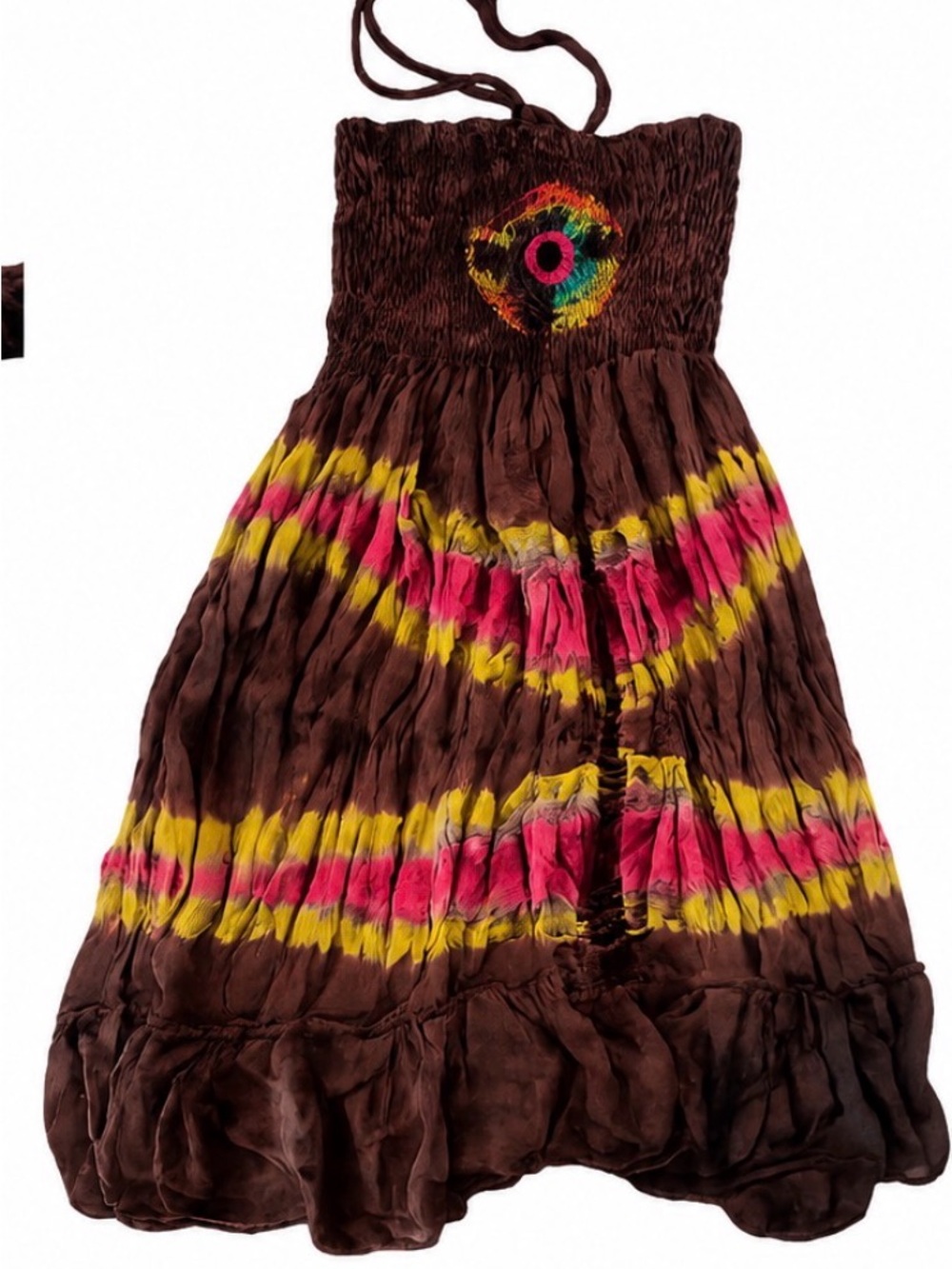 J&L Plus Size Boho Tie-Dye Halter Maxi Dress Large–2X